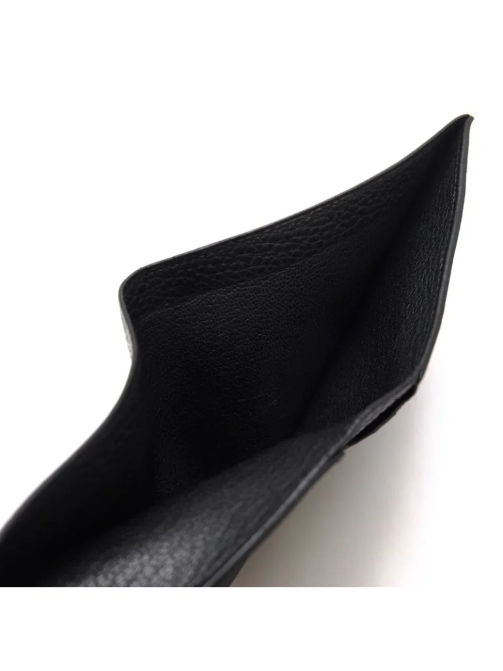 Hermes Wallet Leather Black Copernicus No Coin Purse Billfold Bifold Shrink